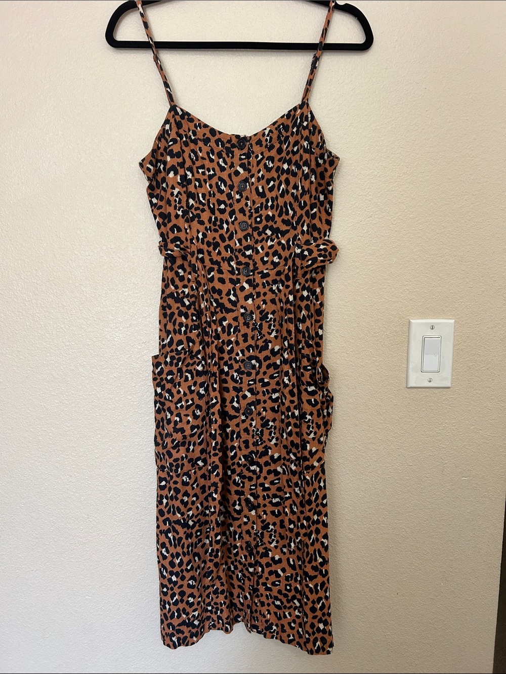 Rails Leopard Print Button-Front Midi Dress - Rust/Black